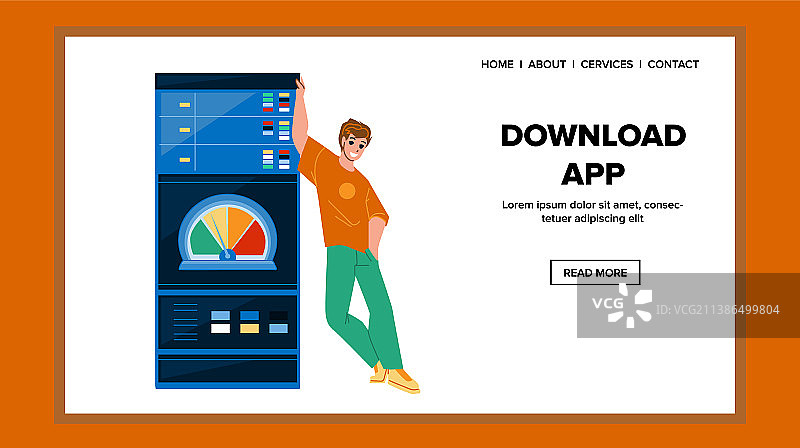 男人在手机设备上下载应用图片素材