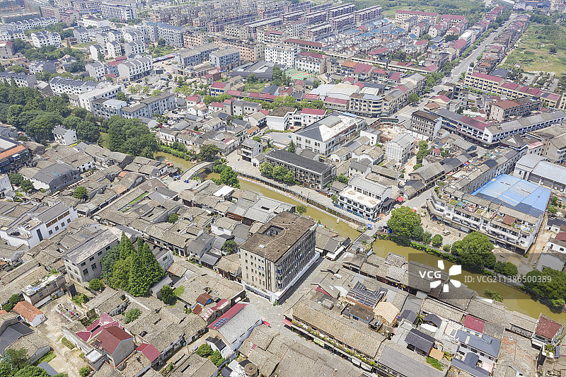 浙江金华游埠古镇古街航拍图片素材