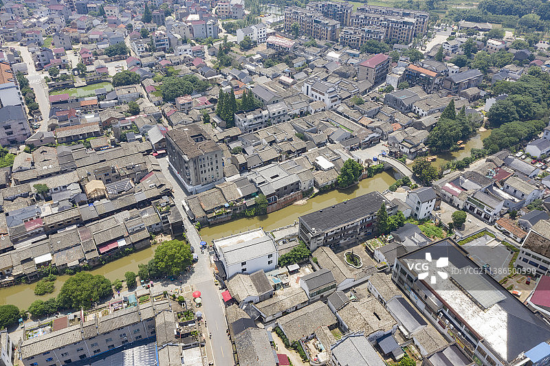 浙江金华游埠古镇古街航拍图片素材