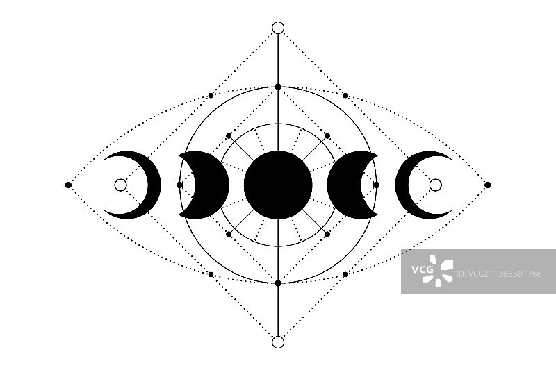 星空魔法月相图标神圣几何图片素材