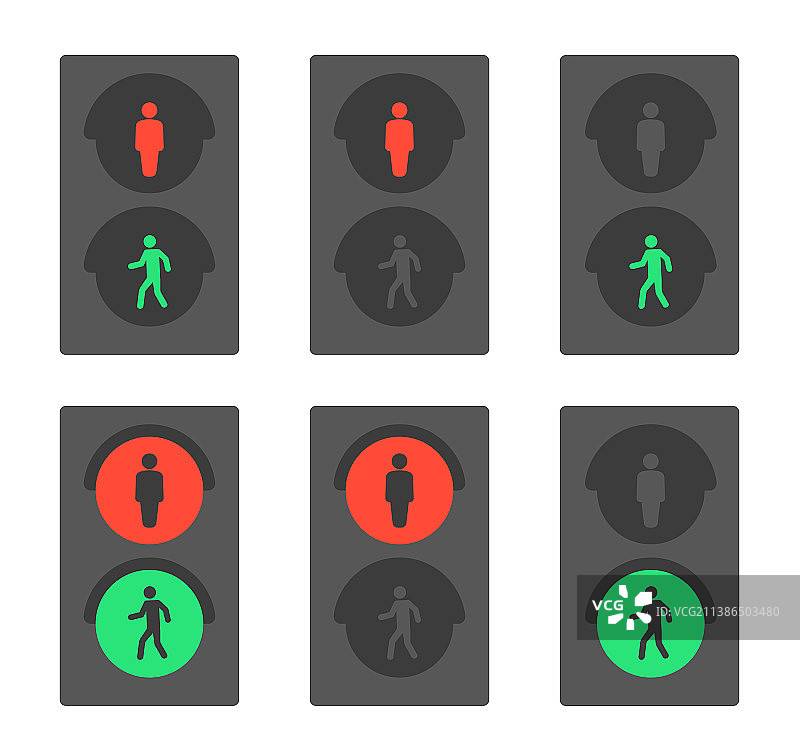 带有红色和绿色小人的人行交通灯图片素材