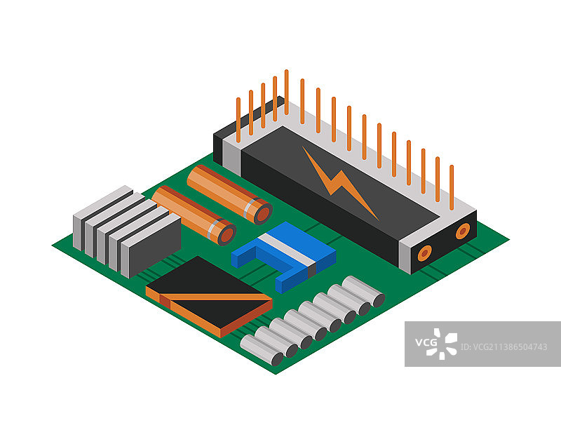 2.5D电子元件电路板图片素材