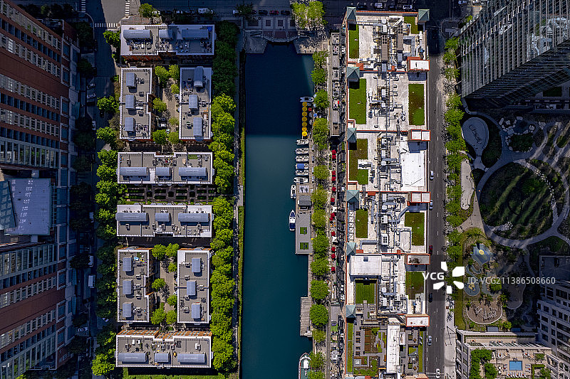 美国芝加哥河东部鸟瞰图图片素材