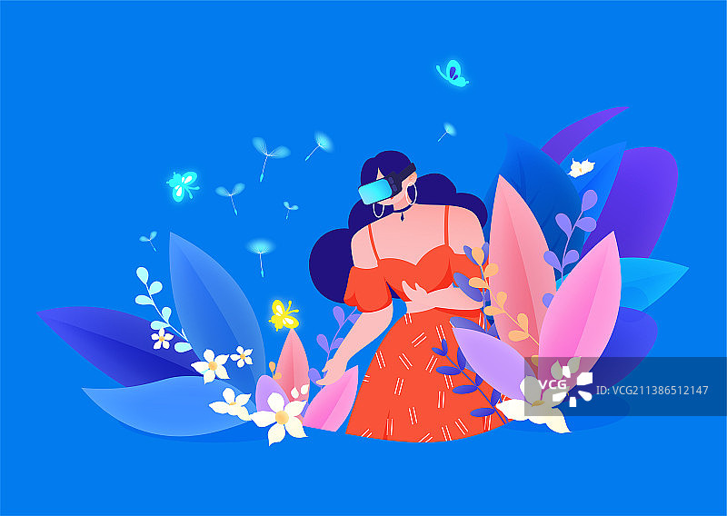 虚拟现实技术女青年图片素材