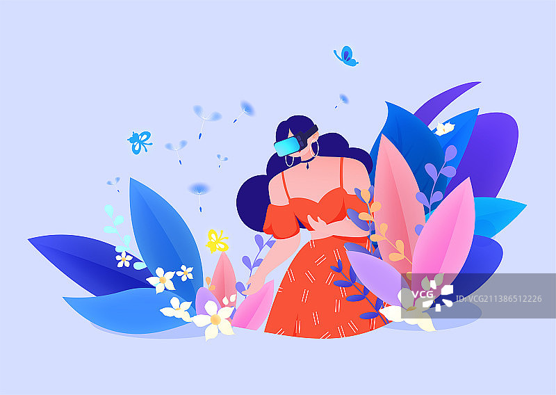 VR技术虚拟现实交互设计女青年图片素材