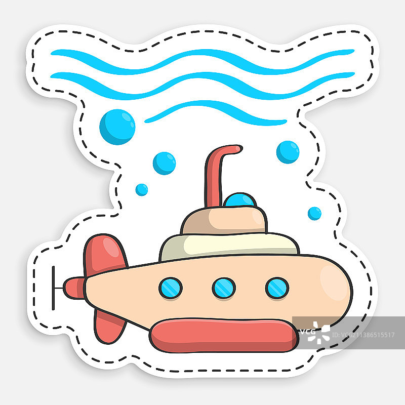 涂鸦科学深海潜水器的卡通图标图片素材