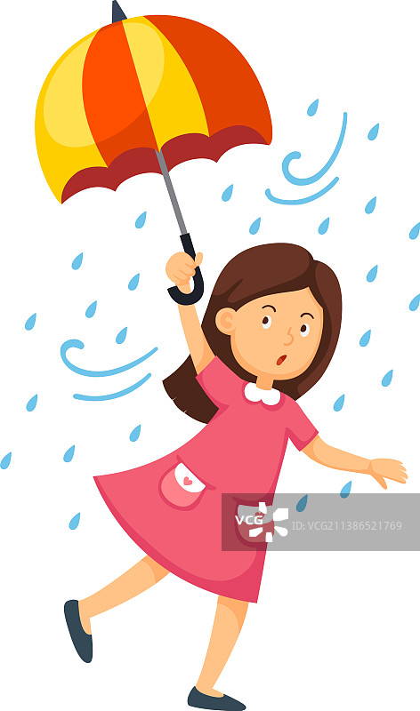 在白色背景上手持雨伞的女孩图片素材