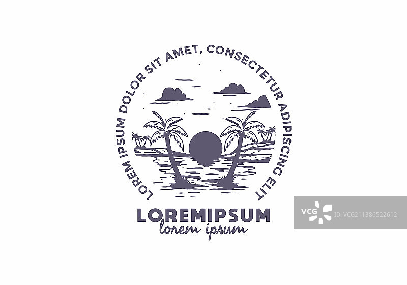 复古海湾沙滩图案图片素材