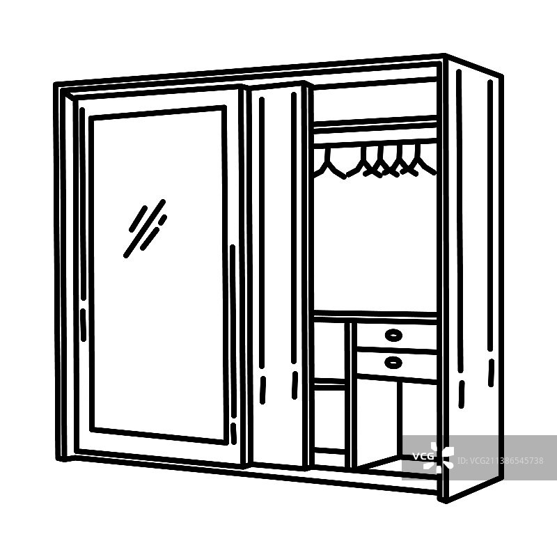 手绘或轮廓衣柜图标涂鸦图片素材