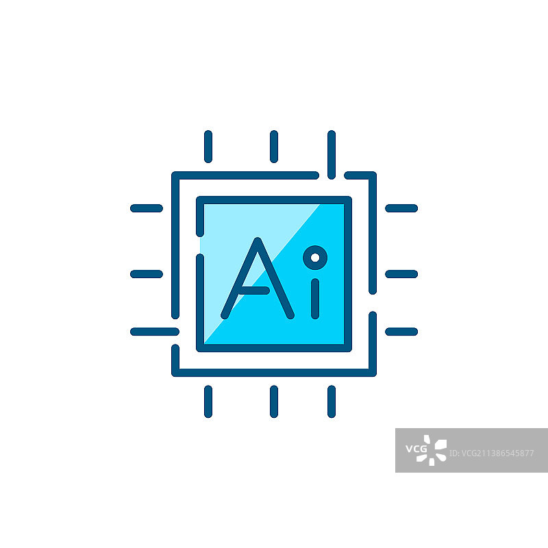 人工智能CPU彩色图标像素图片素材