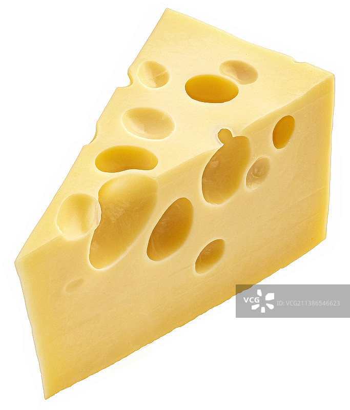 白色背景上孤立的瑞士奶酪三角形图片素材