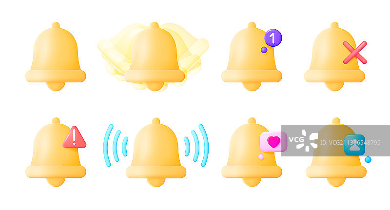 白色背景上的3D铃铛图片素材