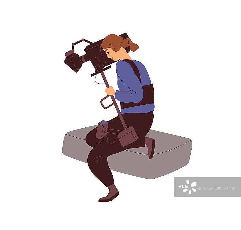 女摄影师用专业设备拍摄电影图片素材