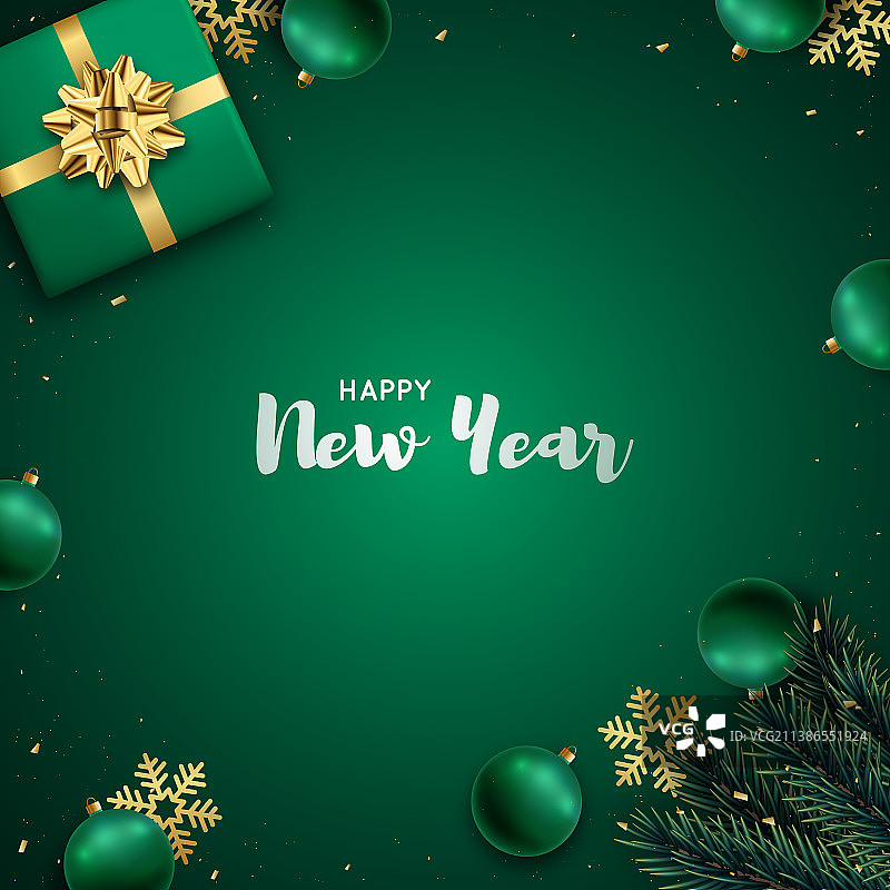 绿色背景圣诞新年贺卡图片素材
