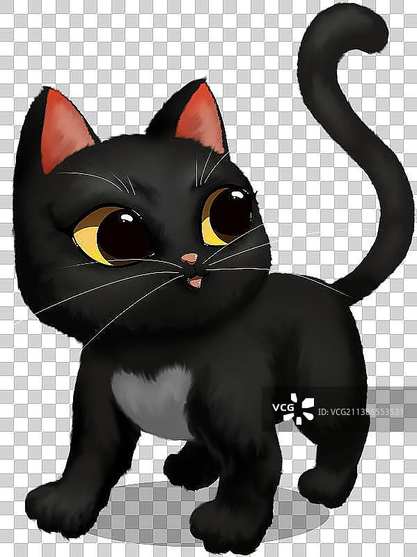 黑猫美少女战士女巫黑猫png素材坐在白色背景上的特写镜头图片素材