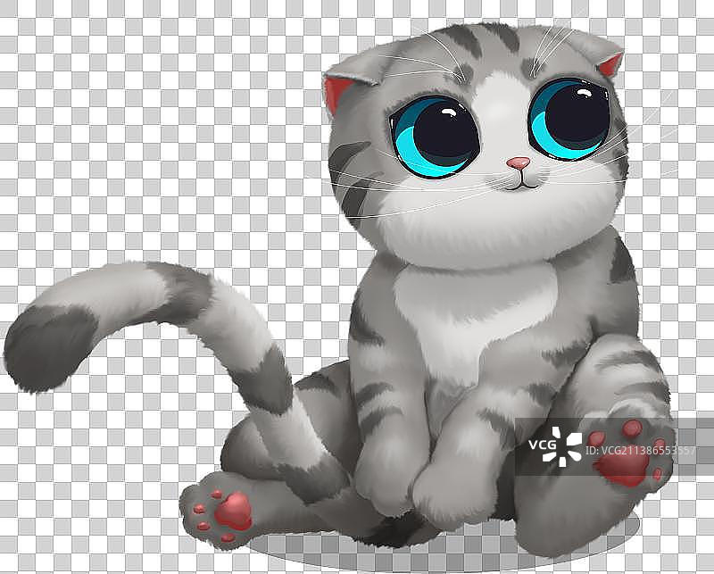 折耳猫白色背景下的可爱猫特写镜头宠物插画图片素材