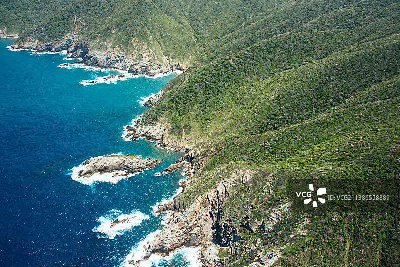 高角度拍摄的海岸，圣玛尔塔，马格达莱纳，哥伦比亚图片素材