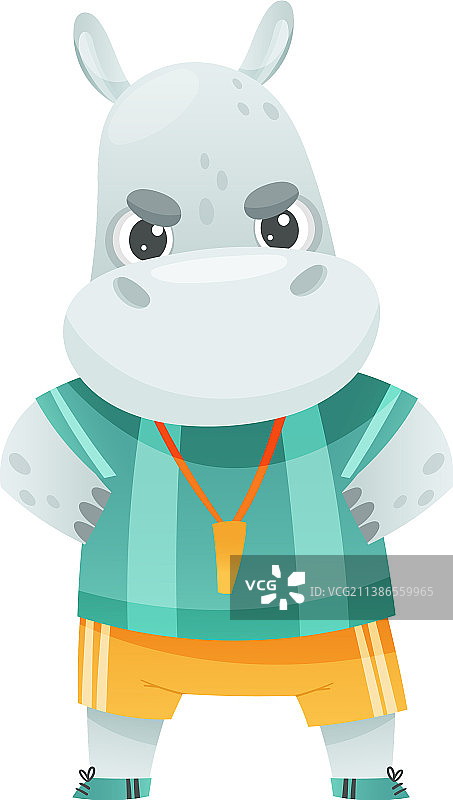 吹口哨的可爱河马裁判图片素材