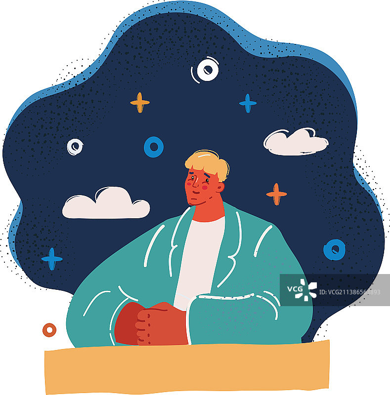 男人夜晚坐在桌前图片素材