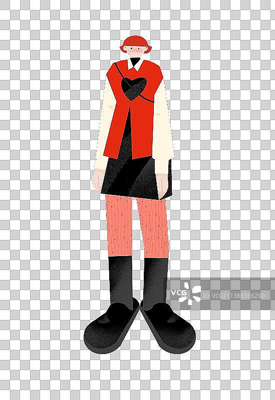 红发潮流年轻女性穿搭图片素材