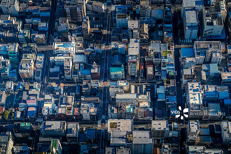 东京隅田区下町航拍图片素材