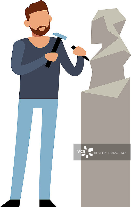 男人雕刻石头雕像图片素材