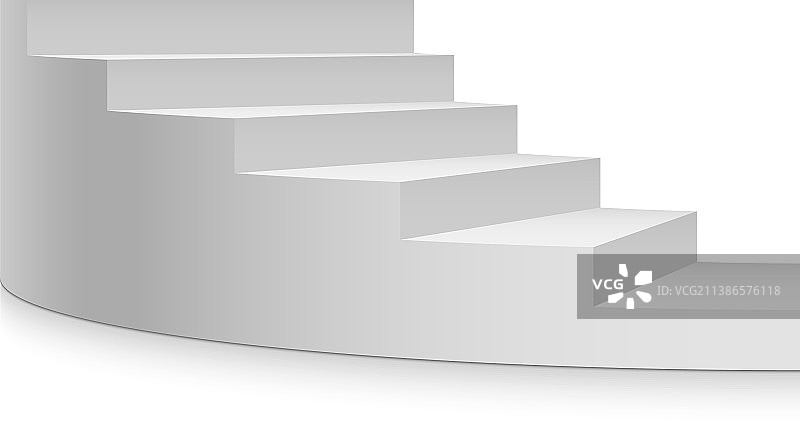 3D白色逼真半旋转楼梯模型图片素材