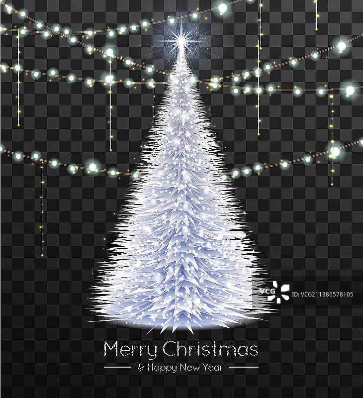 3D发光银色圣诞树图片素材