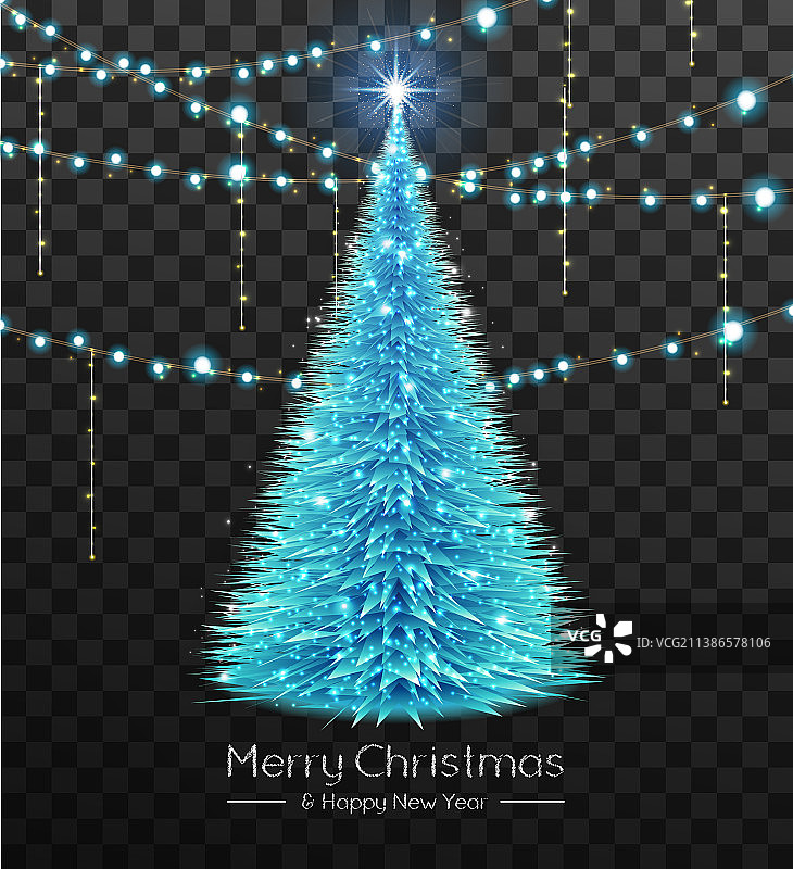 3D发光蓝色圣诞树图片素材