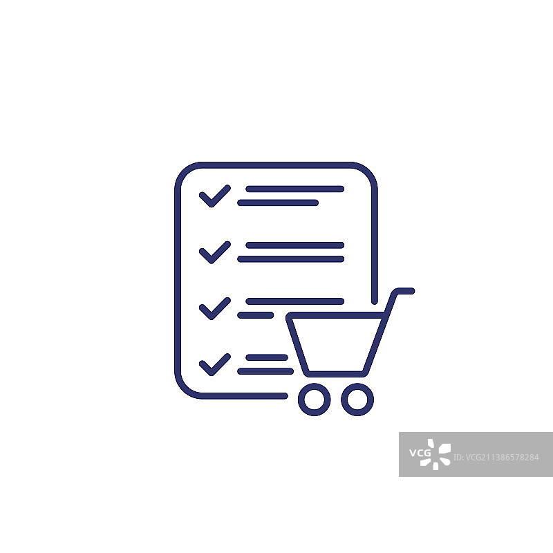 白色背景上的订单列表线性图标图片素材