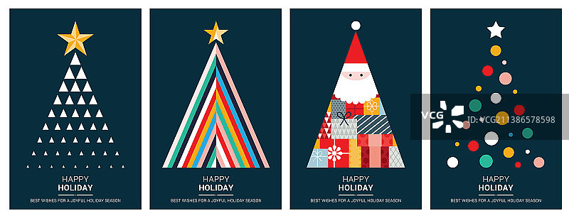 现代圣诞贺卡套装元素图片素材