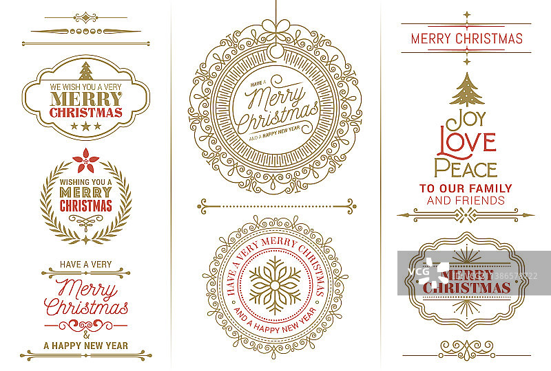 圣诞节排版华丽标签和徽章图片素材