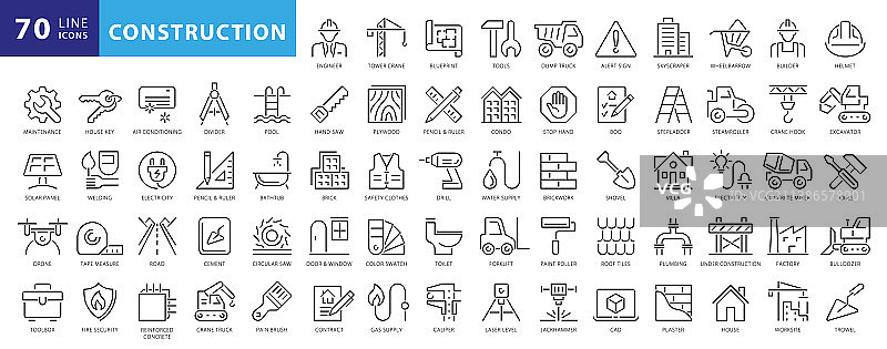 Web图标集轮廓图 - 建筑家居维修图片素材