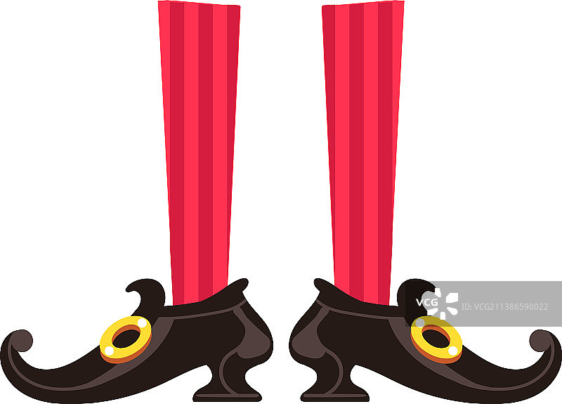 穿着黑色鞋子的卡通女巫滑稽童话腿图片素材