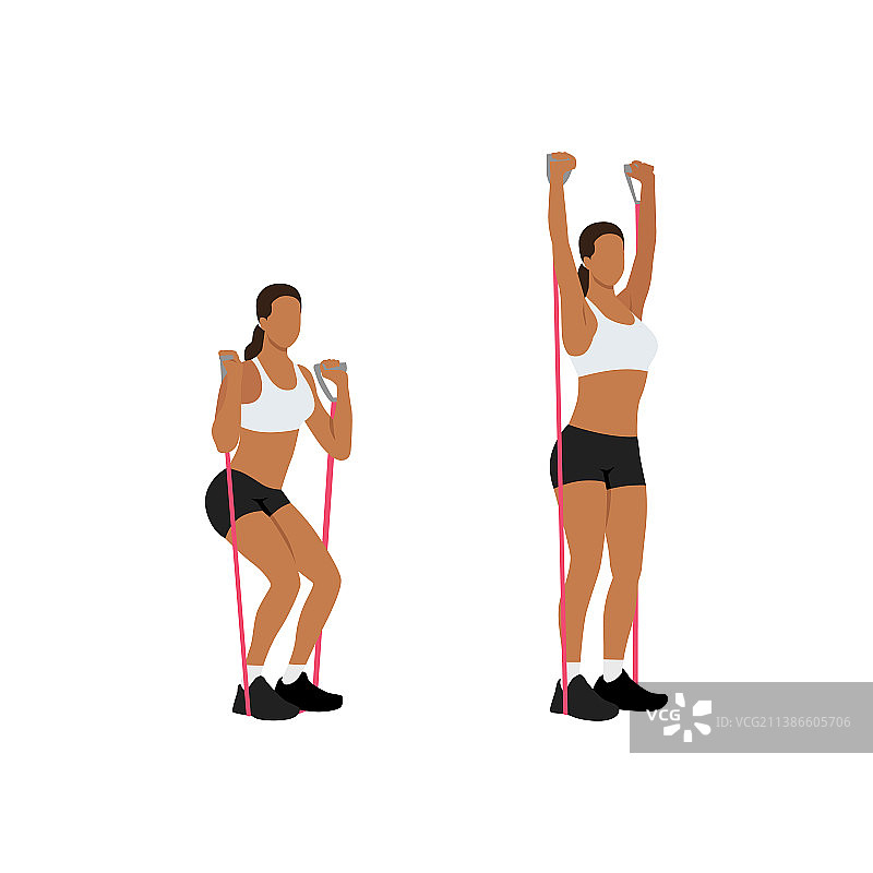 阻力带深蹲和过头推举图片素材
