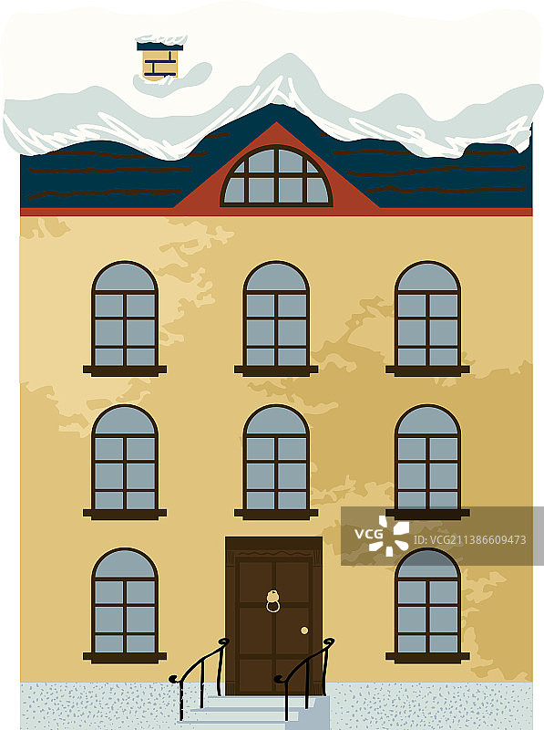 雪地屋顶联排别墅图标图片素材