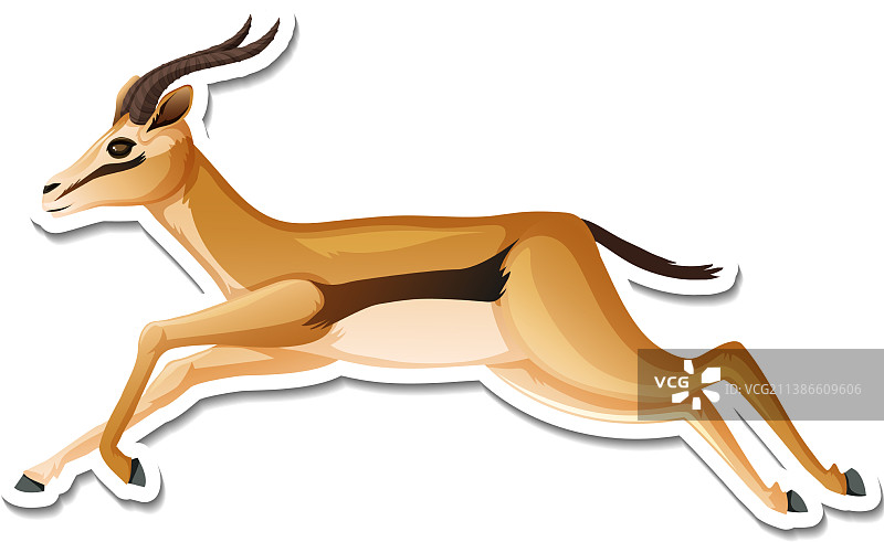 卡通羚羊角色贴纸模板图片素材