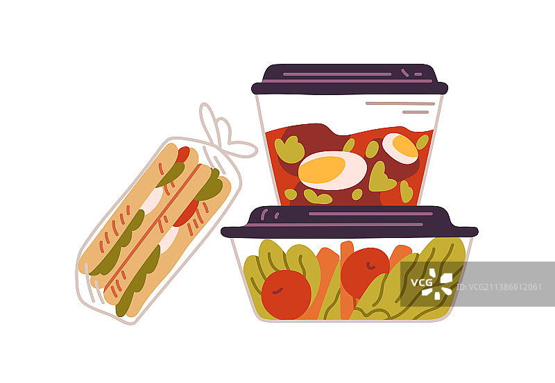 带盖午餐盒中的健康菜肴图片素材
