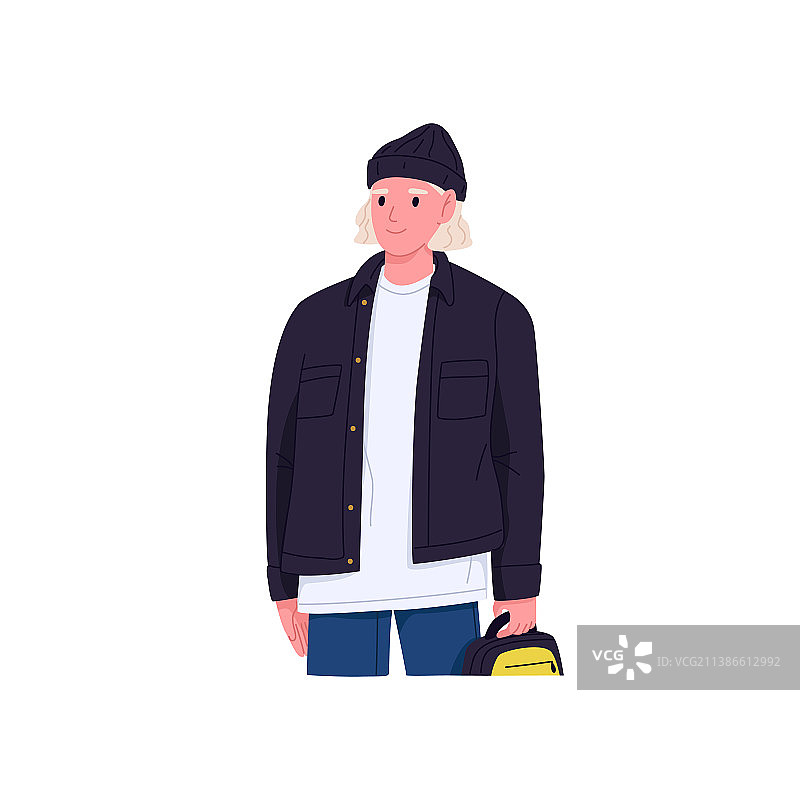 现代学生肖像：年轻的微笑男人图片素材