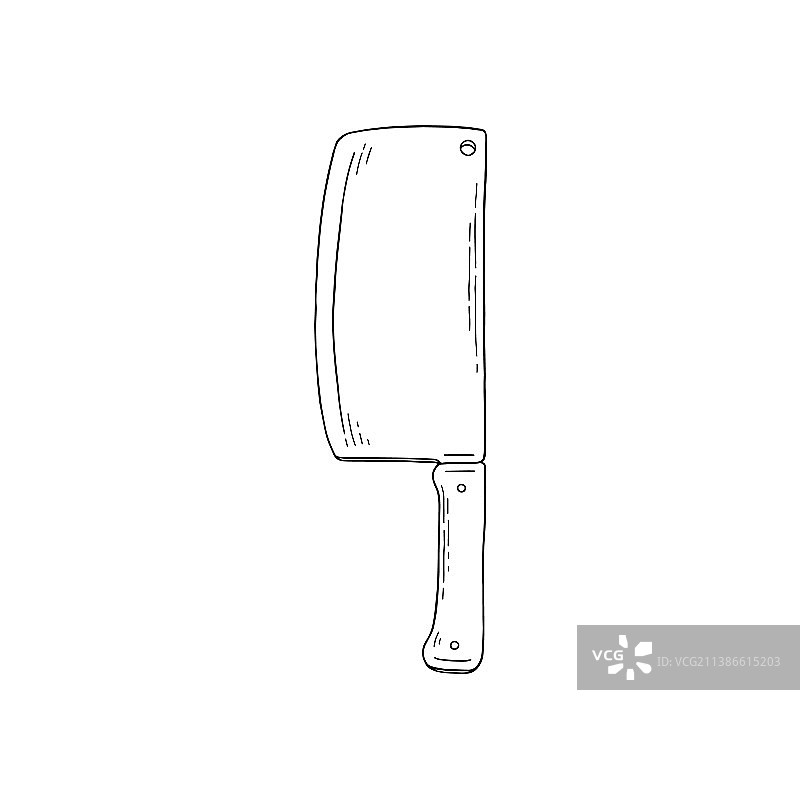 厨房烹饪用肉斧或切肉刀工具草图图片素材