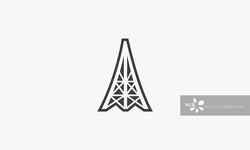 白色背景上的电线杆线条图标图片素材