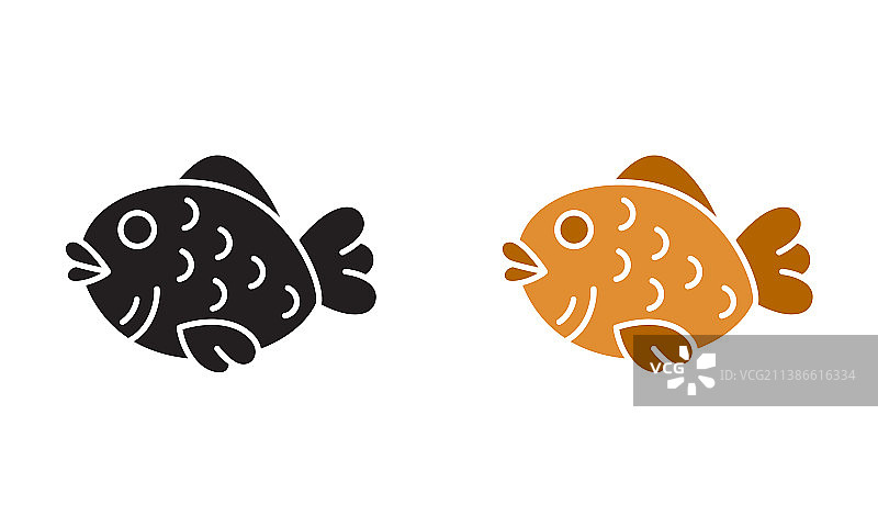 鲷鱼烧轮廓黑白图标图片素材