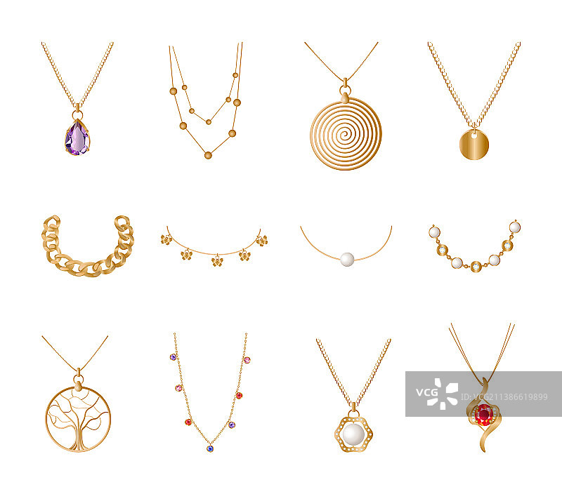 金色吊坠合集图片素材