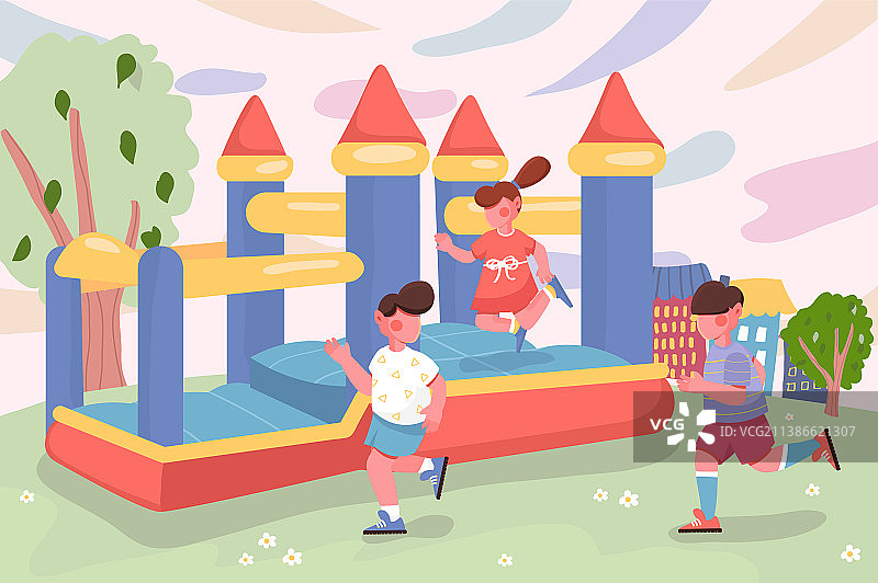 孩子们在儿童游乐场背景玩耍图片素材