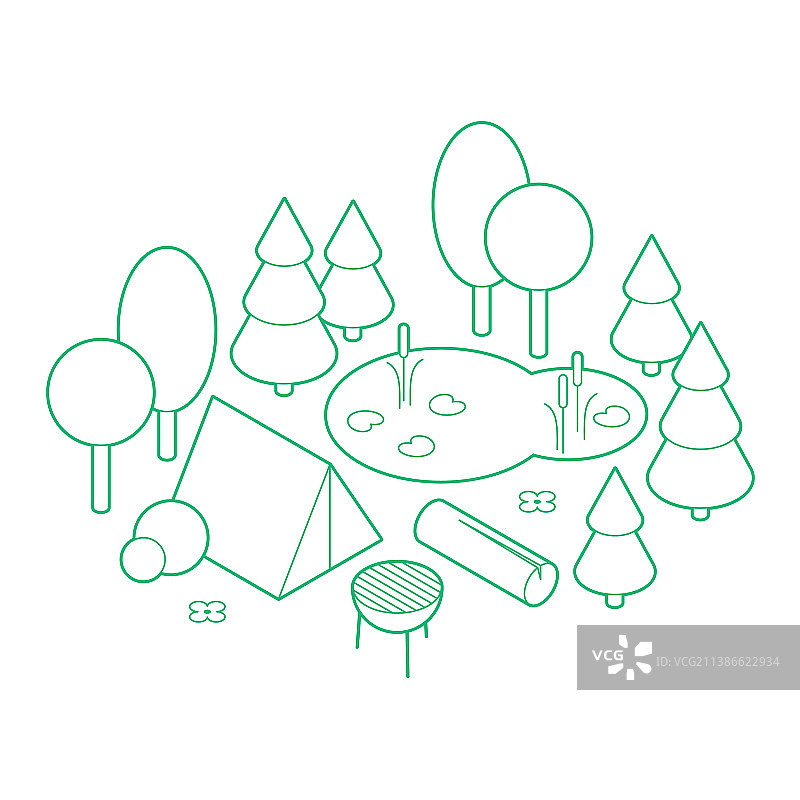 2.5D露营轮廓图片素材