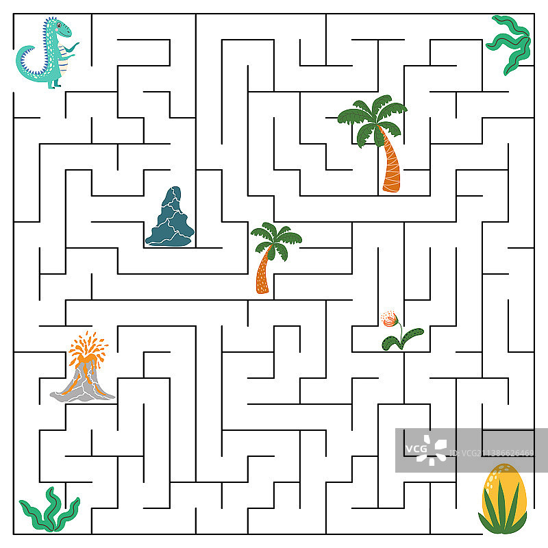 帮助恐龙找到通往巢穴的迷宫图片素材