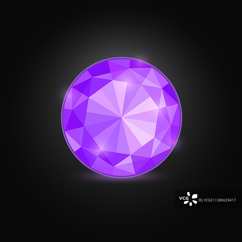 黑色背景上的闪亮紫色宝石图标图片素材