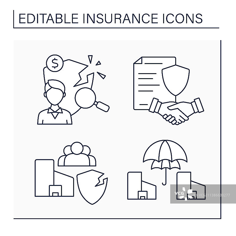 保险线性图标集图片素材