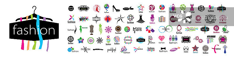 白色背景上的时尚标志合集图片素材