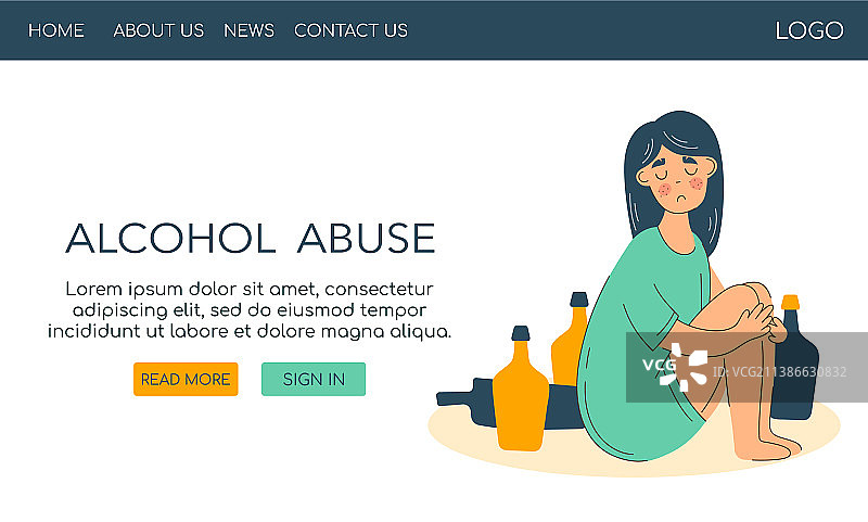 关于酗酒和抑郁症的网站模板图片素材